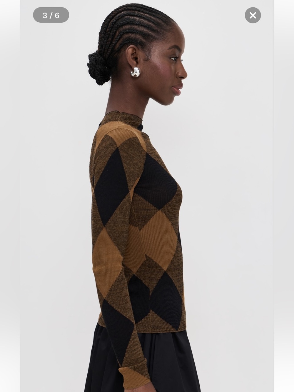 A.L.C. Hugh Long Sleeve Knit Top in Saddle/Black size Medium NWT NEW - Picture 3 of 10